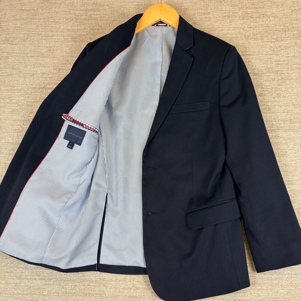 Tommy Hilfiger Navy Blue Gold Button Boys Alexander Blazer 16 Preppy Classic